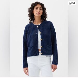 GAP Women's Blue Textured Cardigan